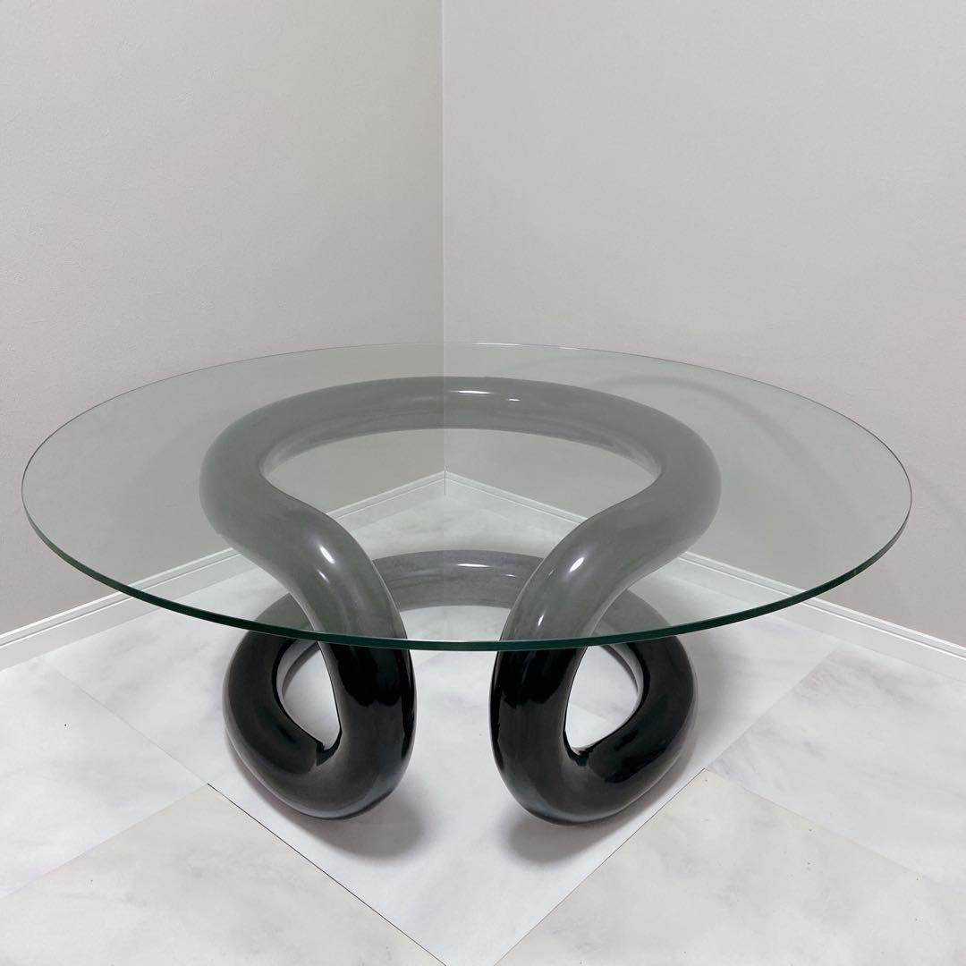 スペースエイジ デザイン家具 ラウンドテーブル　極美品　ガラス　デザインテーブル