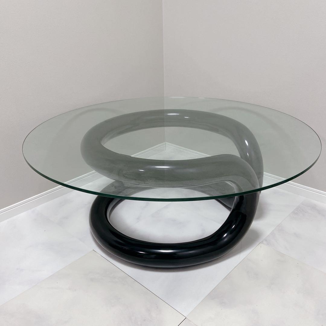スペースエイジ デザイン家具 ラウンドテーブル　極美品　ガラス　デザインテーブル
