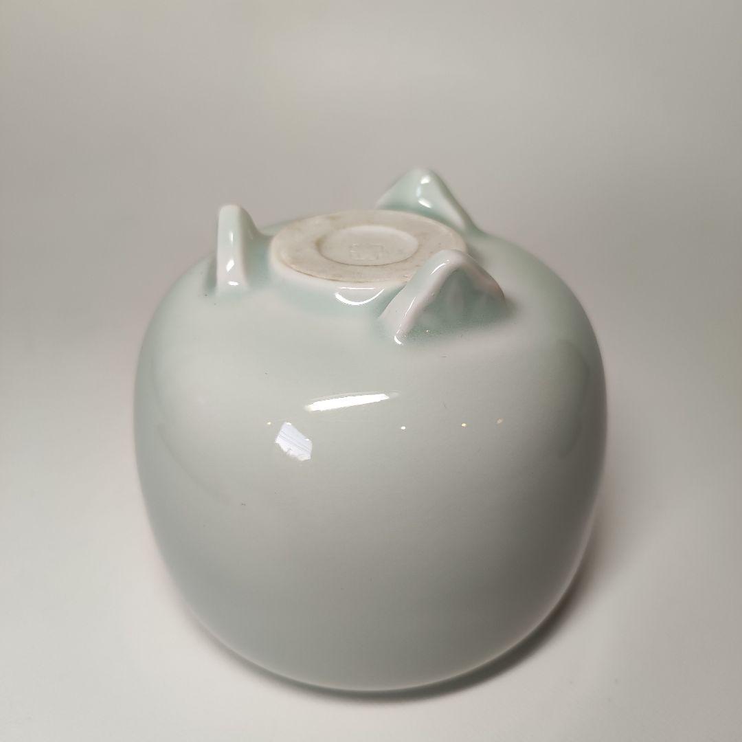 初代　涌波蘇嶐造　青瓷芦垣香炉　純銀火屋　（諏訪蘇山）