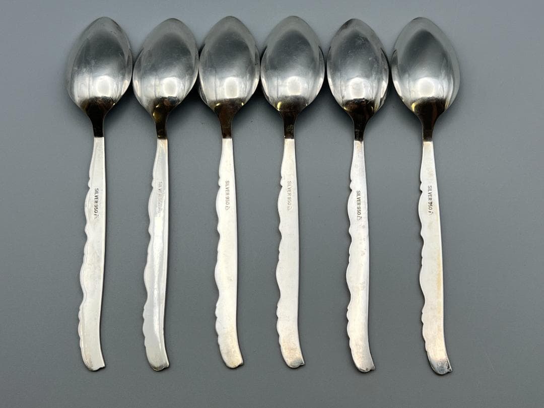 SILVER950　刻印　スプーン　6点セット　重量約77g　銀食器 銀細工