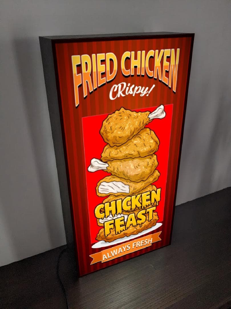 【Lサイズ】フライドチキン からあげ 看板 置物 アメリカン雑貨 ライトBOX