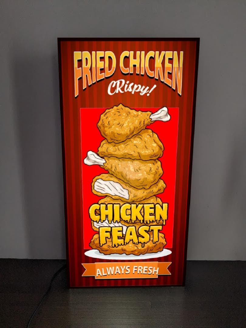 【Lサイズ】フライドチキン からあげ 看板 置物 アメリカン雑貨 ライトBOX
