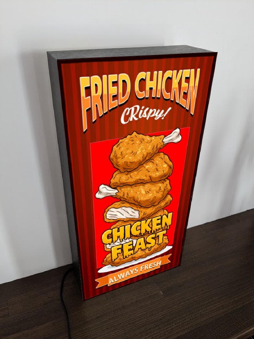 【Lサイズ】フライドチキン からあげ 看板 置物 アメリカン雑貨 ライトBOX