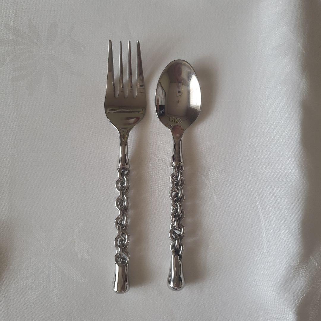 [美品]ステンレススチール シルバー カトラリーセット5種類×6本