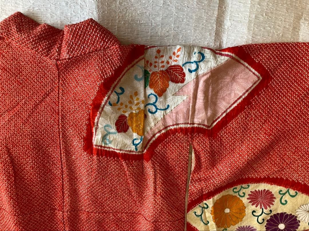 アンティーク総絞り金糸振袖　七五三　7歳着物帯小物セット　卒業式　袴　十三参り