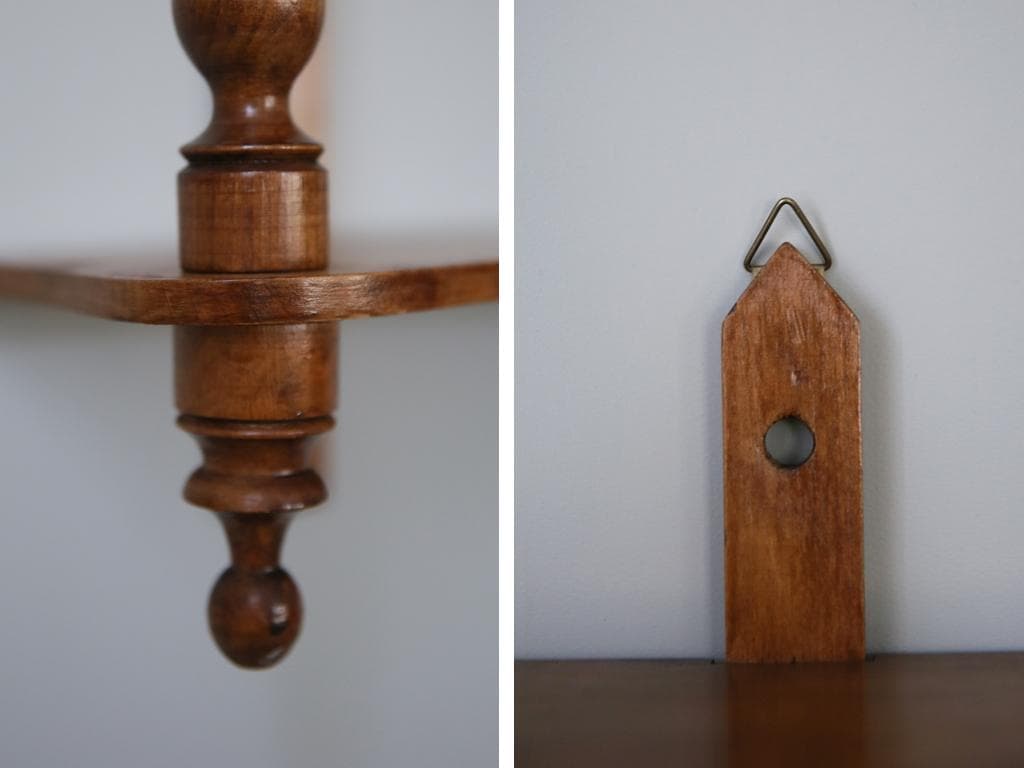 フランスアンティーク木製ウォールシェルフ/壁掛けラック/飾り棚(90-160)