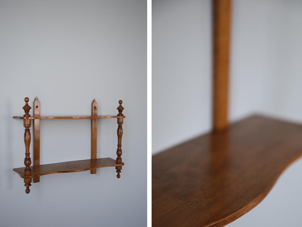 フランスアンティーク木製ウォールシェルフ/壁掛けラック/飾り棚(90-160)