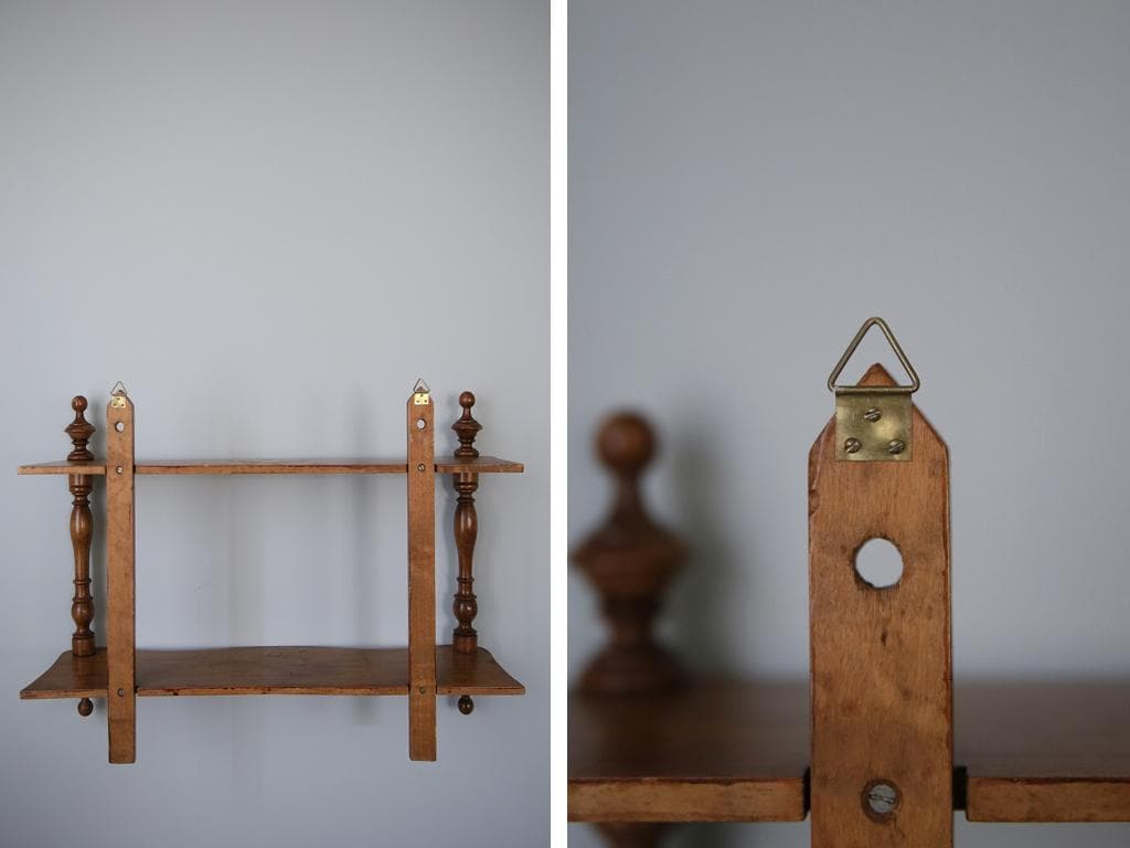 フランスアンティーク木製ウォールシェルフ/壁掛けラック/飾り棚(90-160)