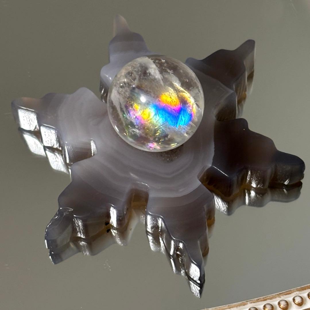 user_add6969b専用♥️天然石 瑪瑙 ジオードとピンクオパール雪の結晶