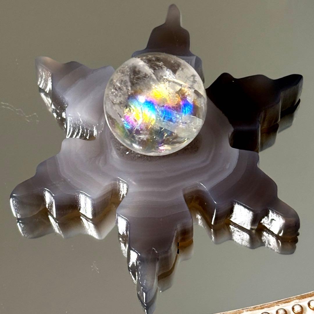 user_add6969b専用♥️天然石 瑪瑙 ジオードとピンクオパール雪の結晶