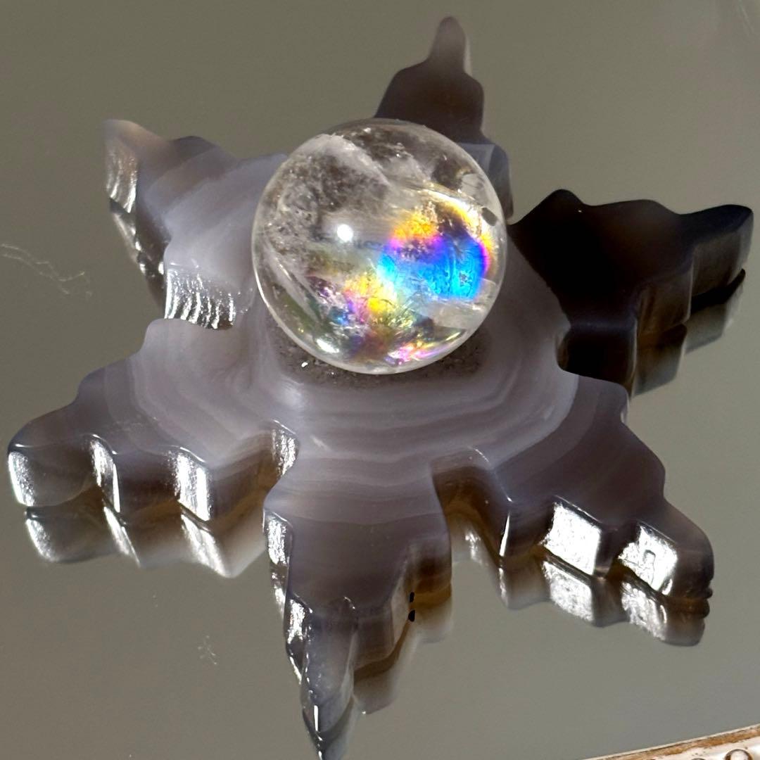 user_add6969b専用♥️天然石 瑪瑙 ジオードとピンクオパール雪の結晶