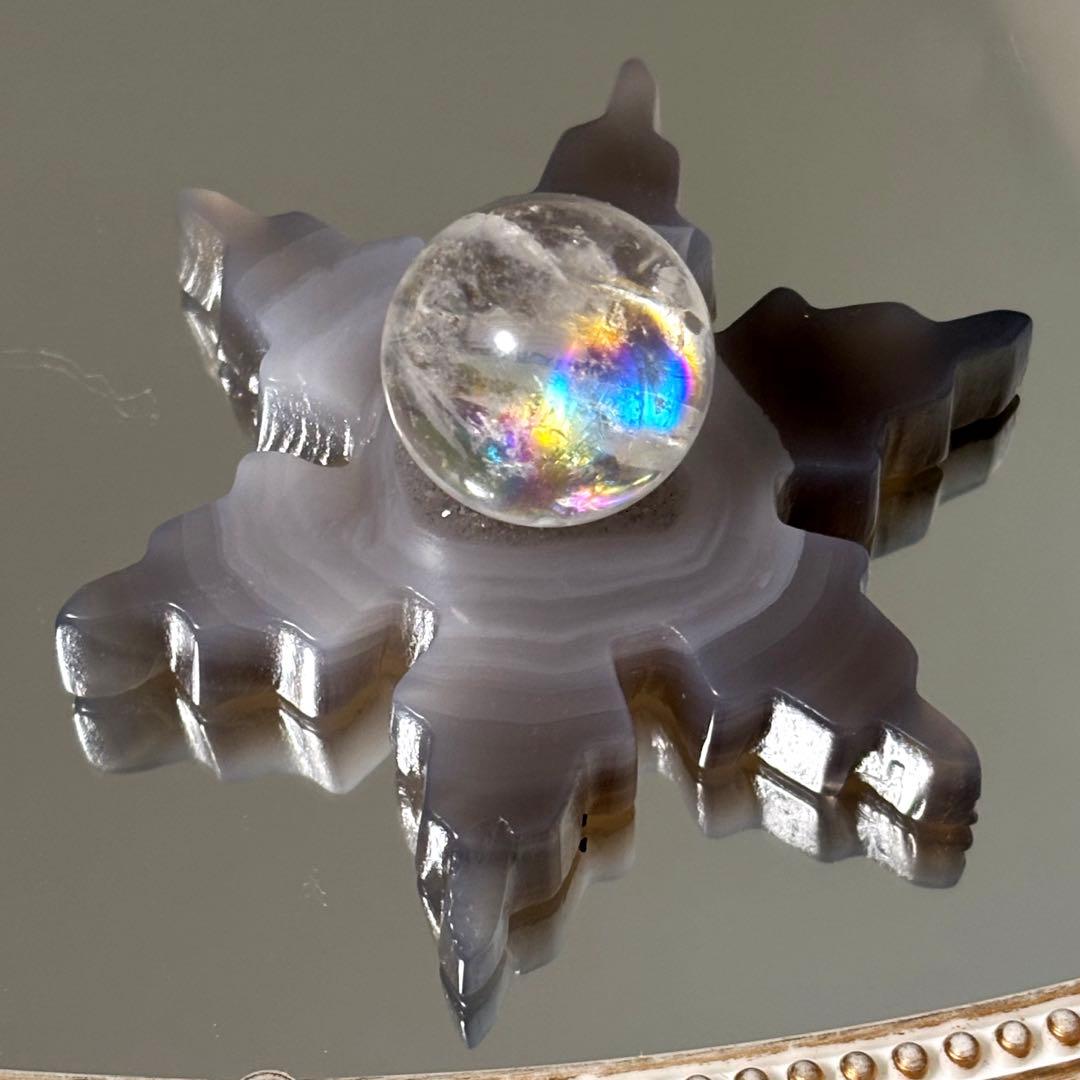 user_add6969b専用♥️天然石 瑪瑙 ジオードとピンクオパール雪の結晶