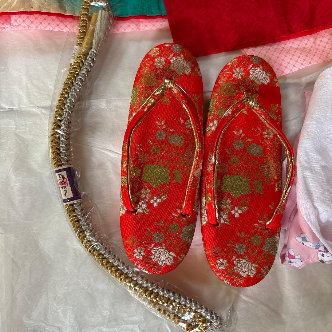 七五三用青赤グラデーション衣装7歳女の子