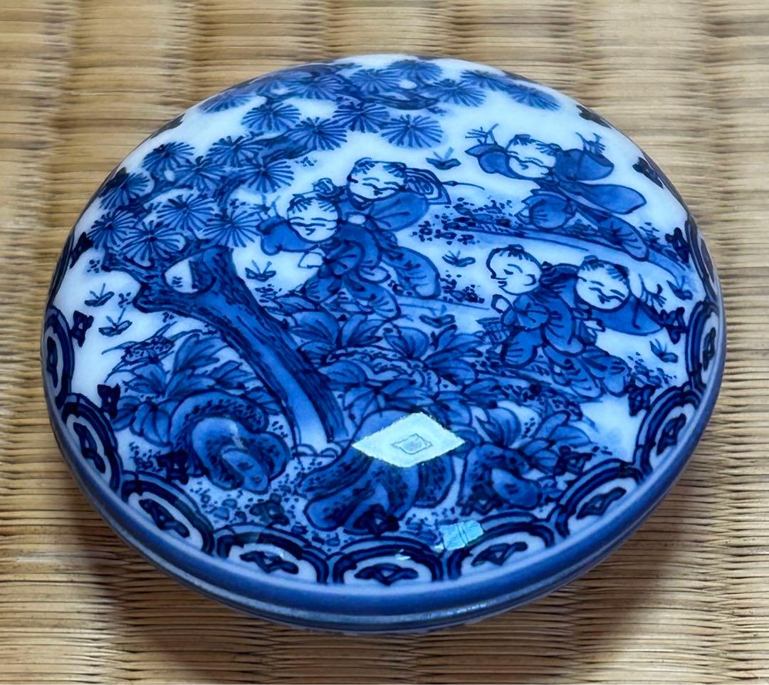 三川内焼 無形文化財 平戸雅松作 献上唐子香合