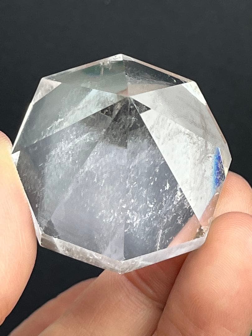 天然石　水晶　ダイヤモンドカット　ミニ　透明感あり　台座付き⭐️2051