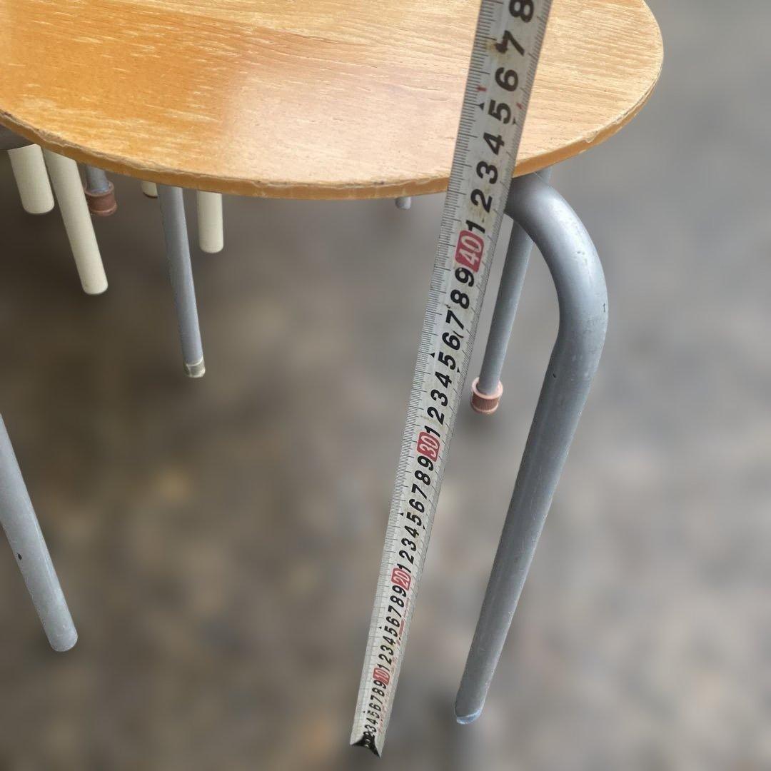 木製座面円形スツール 大量　まとめ　スタッキング可能　丸椅子　スチール　シンプル