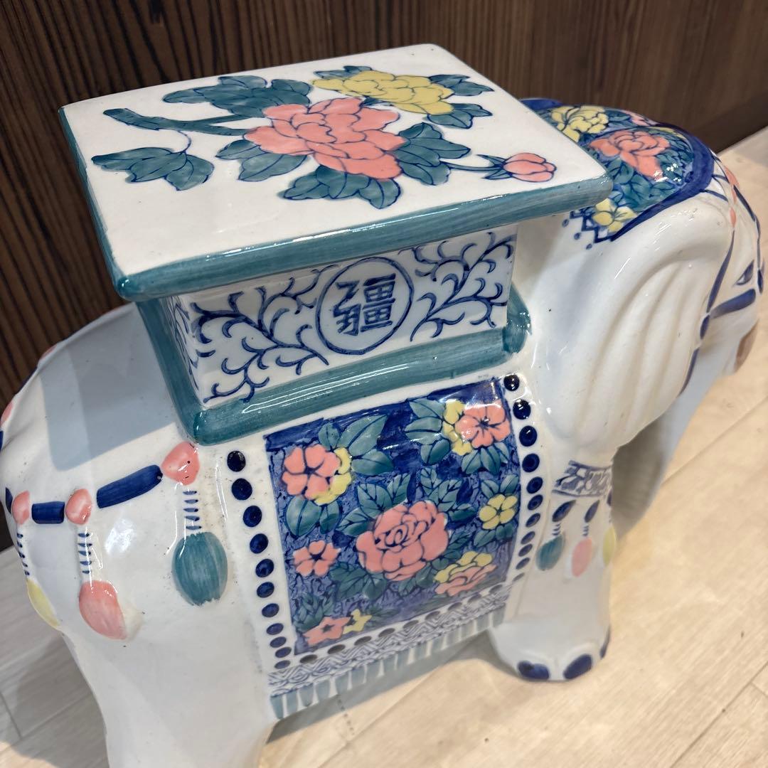 象陶器置き物　花台　フラワースタンド　鉢置き