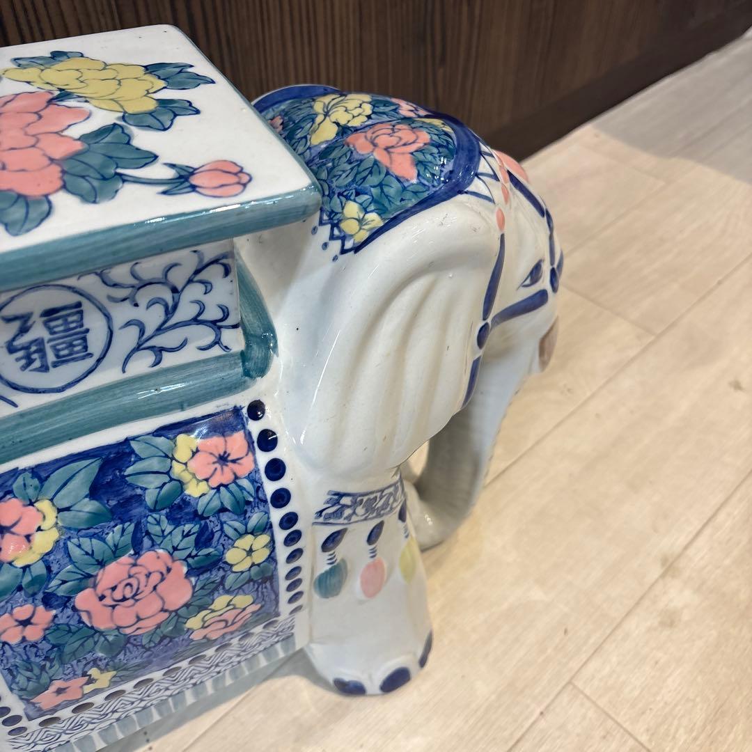 象陶器置き物　花台　フラワースタンド　鉢置き