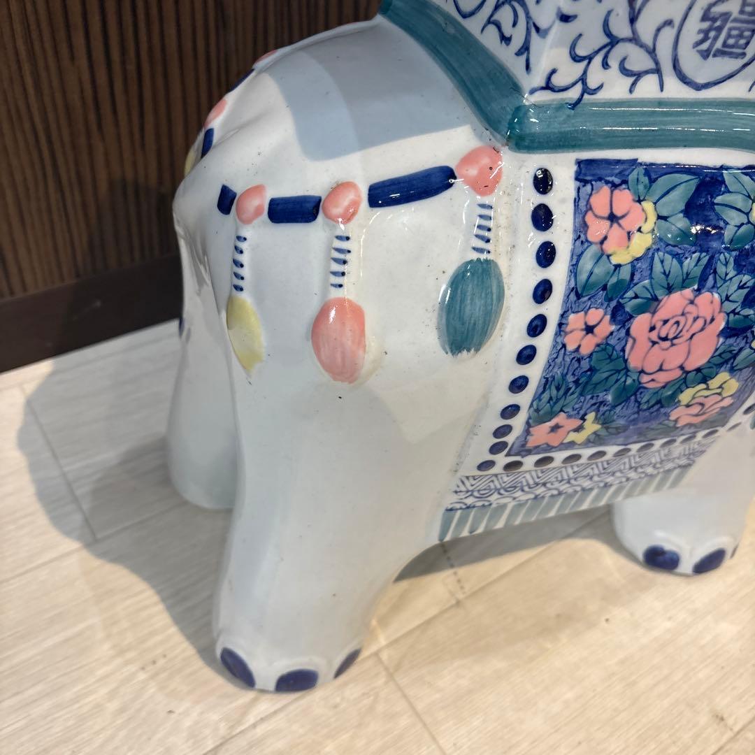 象陶器置き物　花台　フラワースタンド　鉢置き