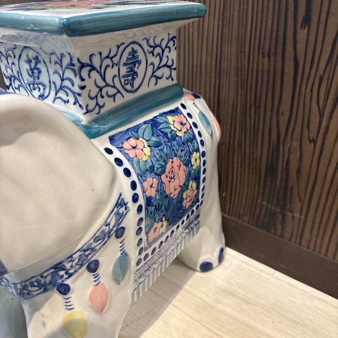 象陶器置き物　花台　フラワースタンド　鉢置き