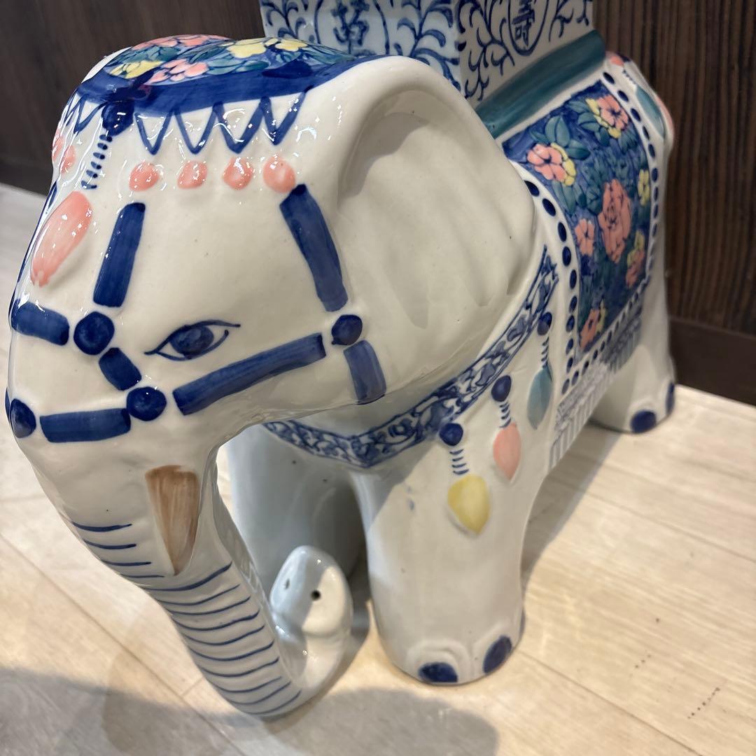 象陶器置き物　花台　フラワースタンド　鉢置き