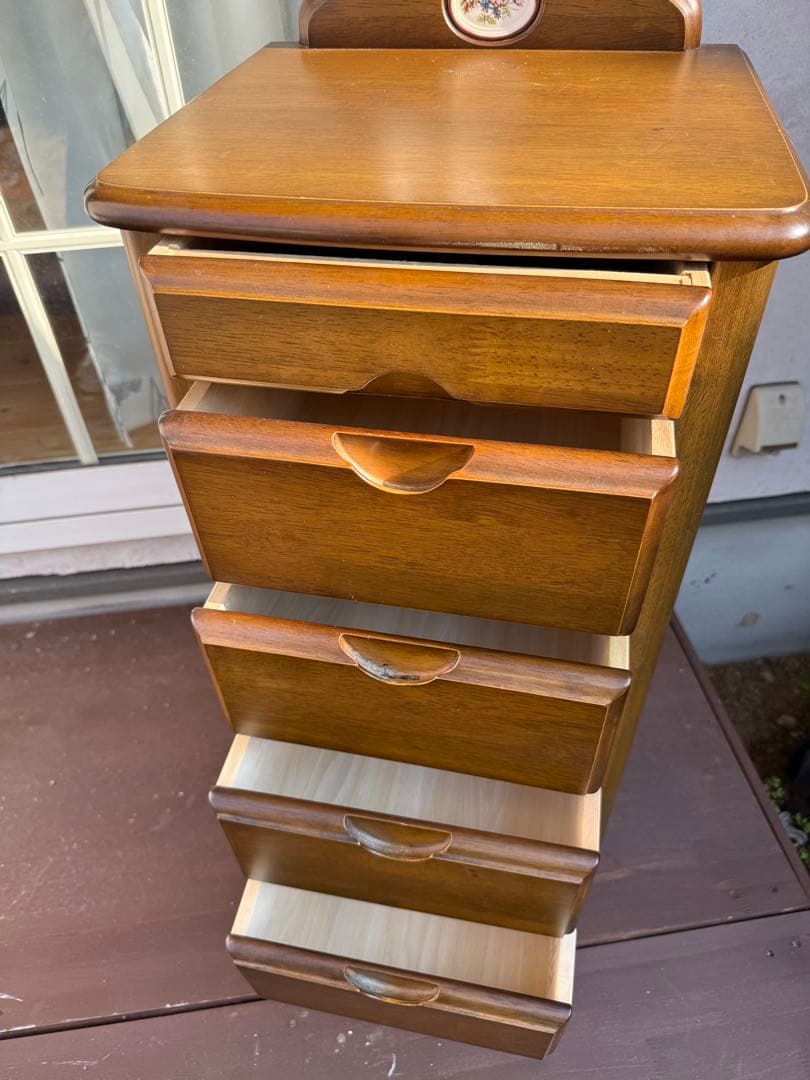 コイズミ　木製チェスト　昭和　家具　天然木　電話台　スリムチェスト