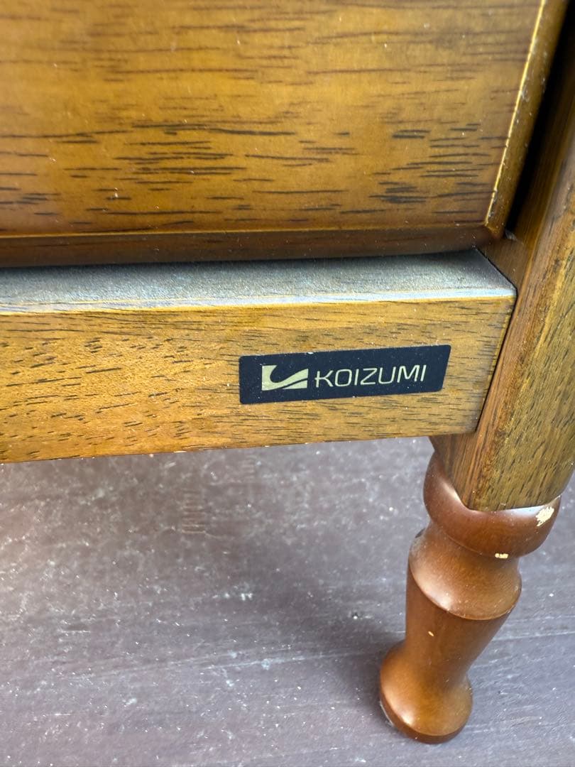 コイズミ　木製チェスト　昭和　家具　天然木　電話台　スリムチェスト