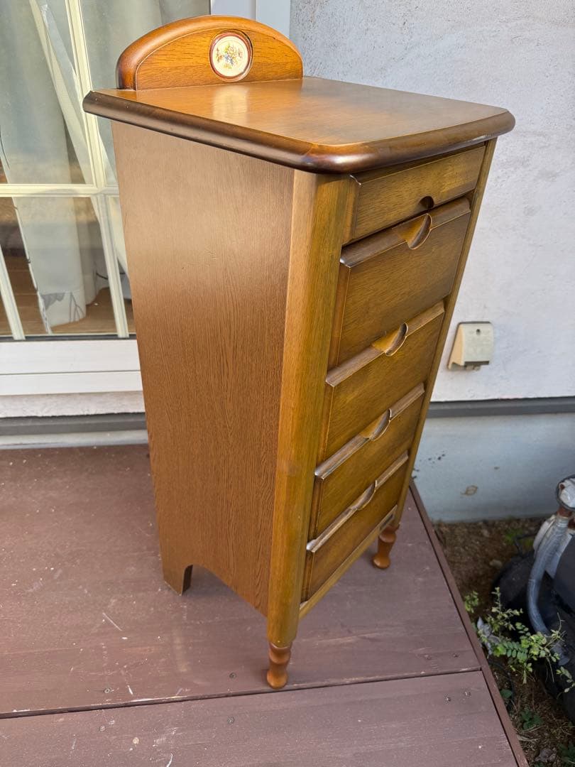 コイズミ　木製チェスト　昭和　家具　天然木　電話台　スリムチェスト