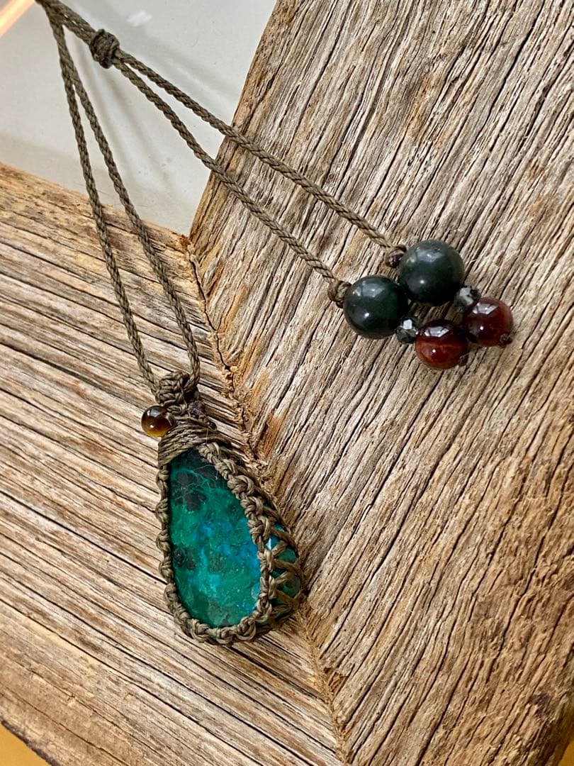 天然石マクラメネックレス/日々のお守りアクセサリー