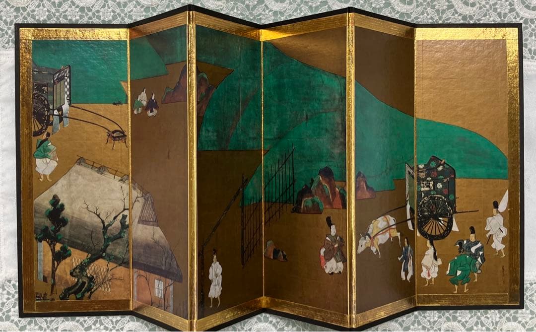 博多人形　托鉢僧13体　屏風付き