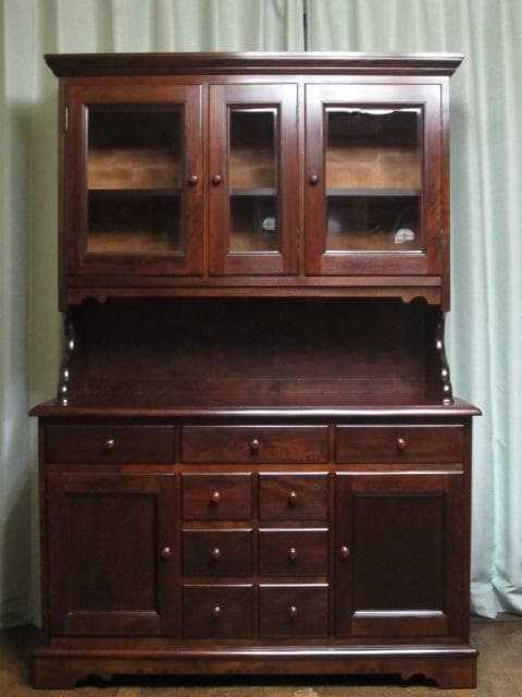 美品 松本民芸家具 ミズメザクラ 無垢材 C型 食器棚 定価935,000円