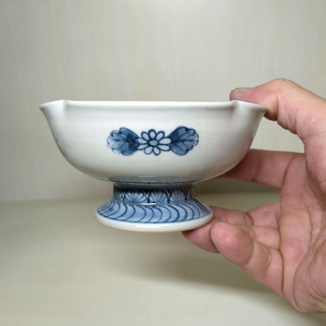 佐藤走破　走破窯　六代　佐藤走破作　染錦菊牡丹文　高杯小鉢５個