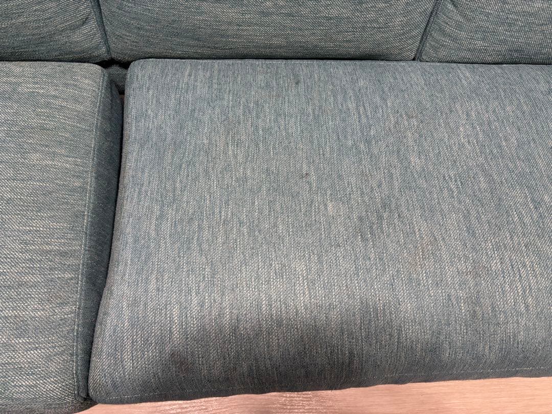 【群馬県での受け取り】ニトリ L字型 ソファ 青　クッションあり　3人がけ