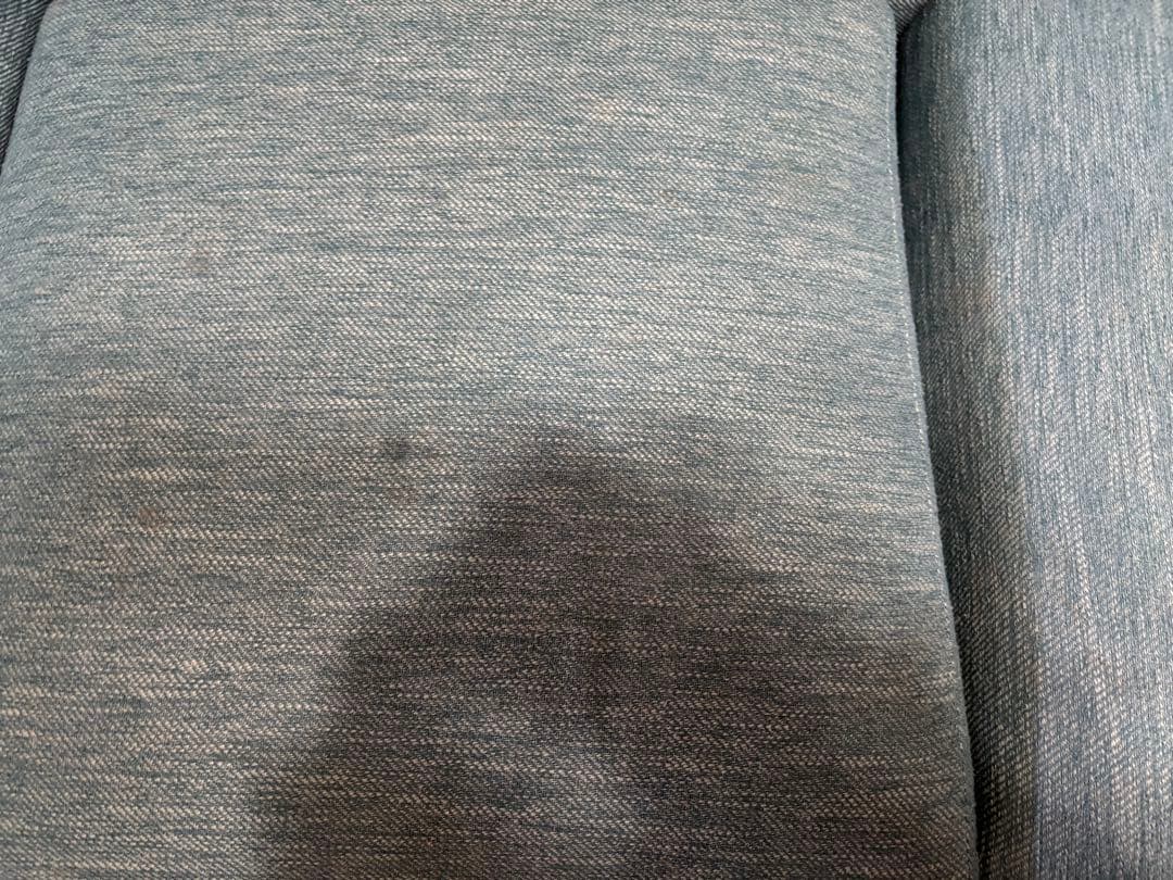 【群馬県での受け取り】ニトリ L字型 ソファ 青　クッションあり　3人がけ