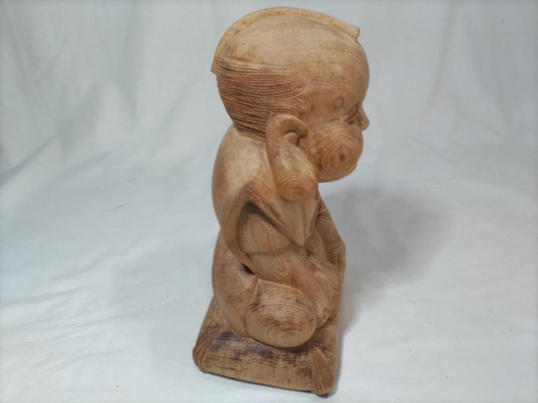 【福助】商売繁盛、縁起物木彫り彫刻　高さ25ｃｍ（ 値下げです！）