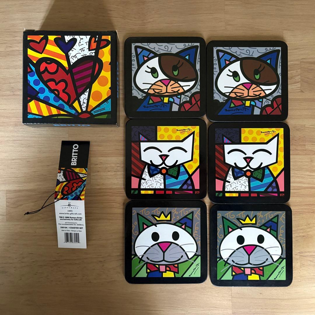 限定 ロメロブリット 猫の置物とコースターのセット