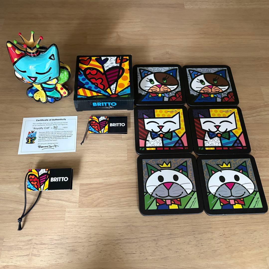 限定 ロメロブリット 猫の置物とコースターのセット