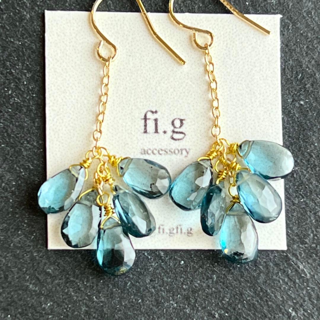 14kgf ロンドンブルートパーズ ピアス イヤリング 天然石 - メルカリ