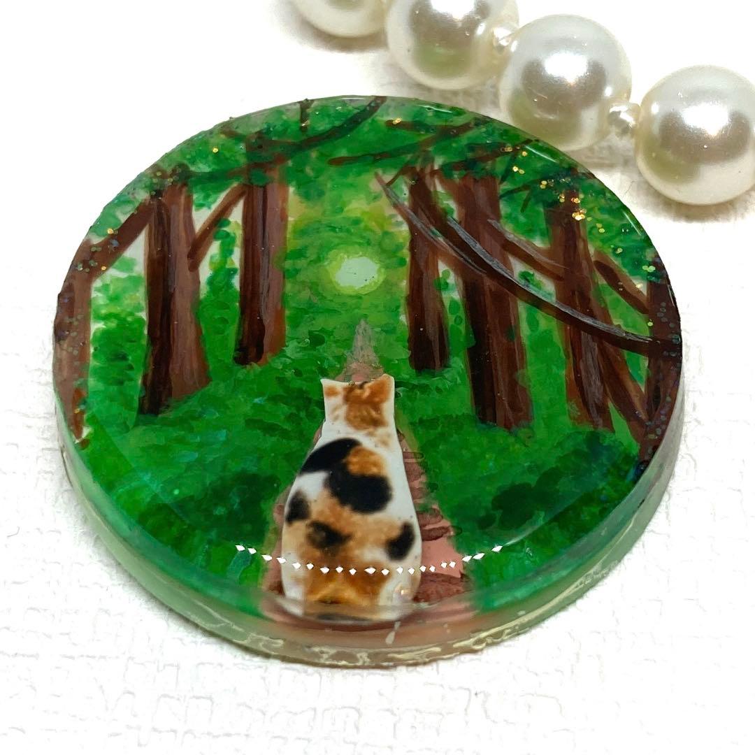 レジン猫ヘアゴムブローチポニーフックNo.455