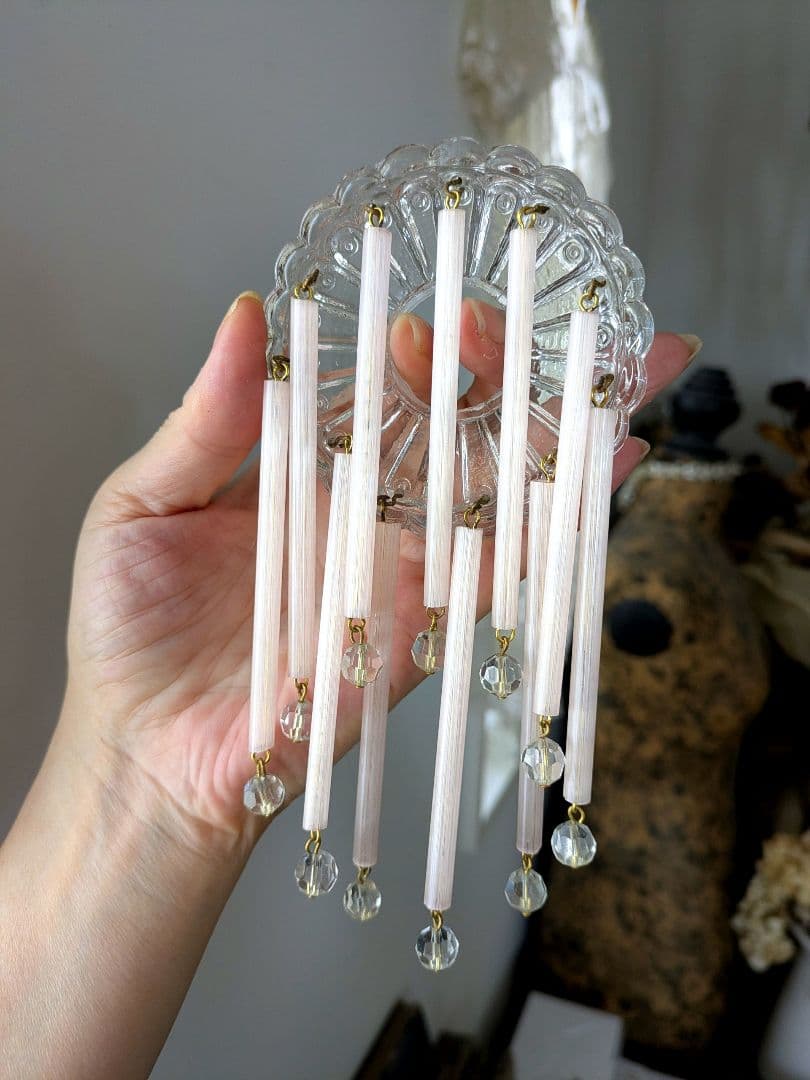 bフランスアンティーク　ピンクオパリンストロードロップミニシェード/シャンデリア