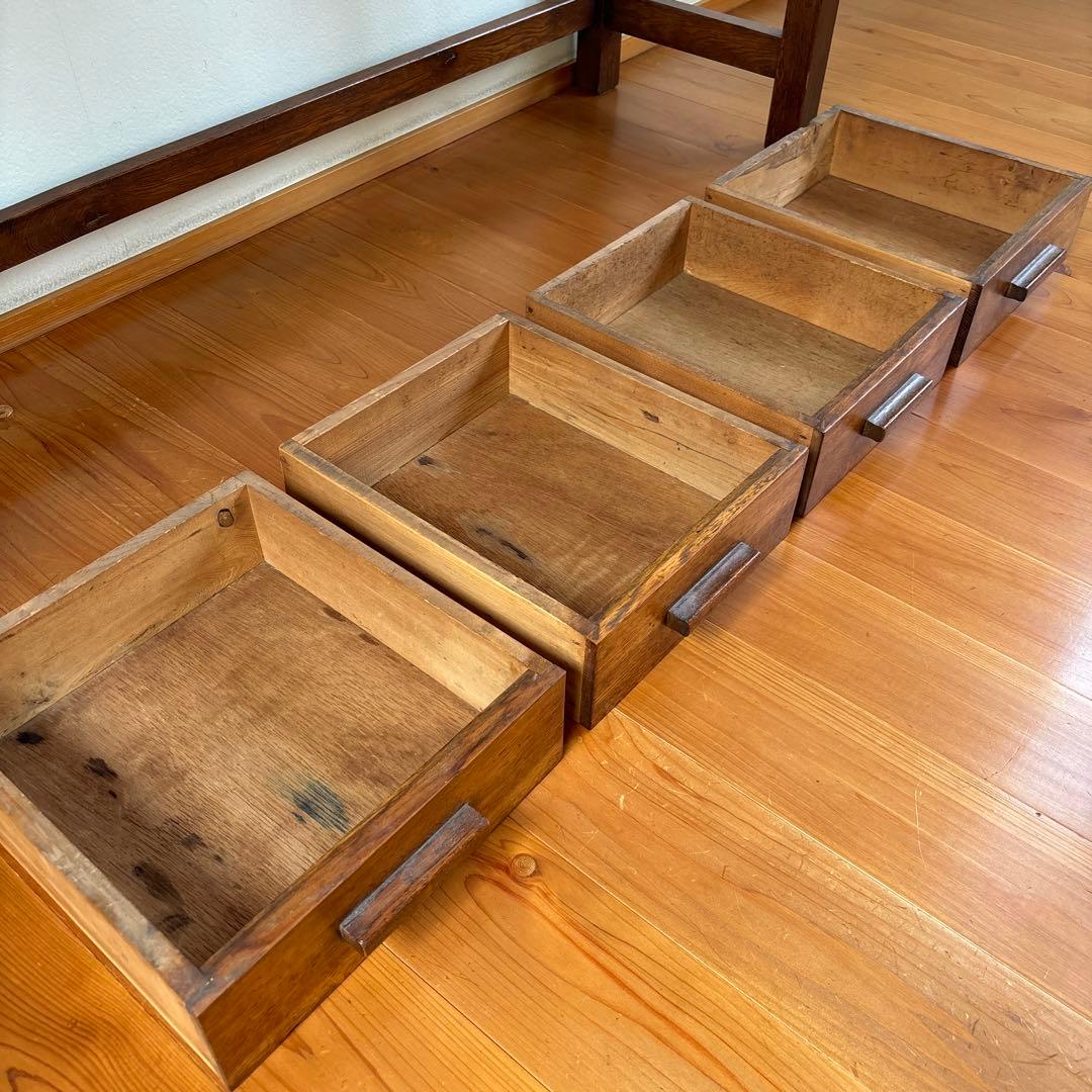 古家具『木製長机 引出し4つ付き』