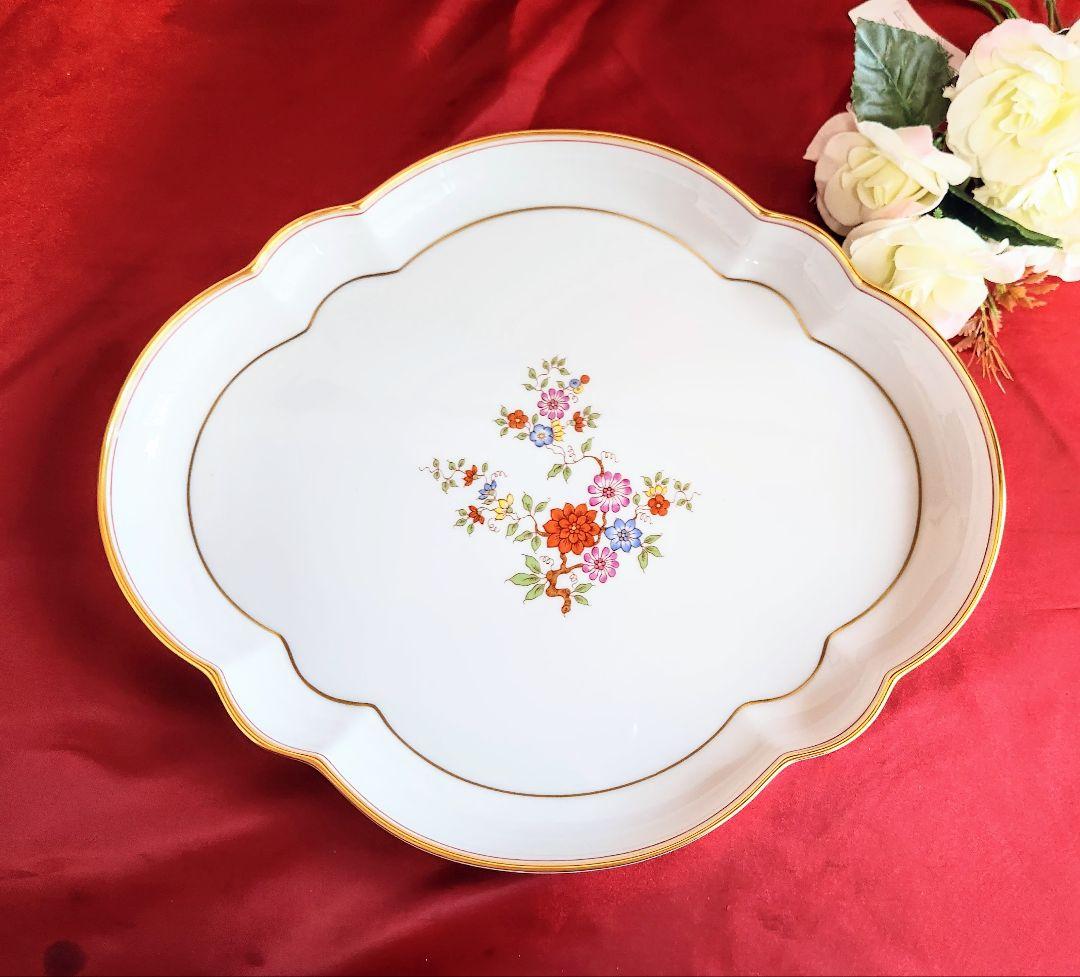 アウガルテン【美品】《カラフルシノワズリー》大きなオーバルプレート横幅約36cm