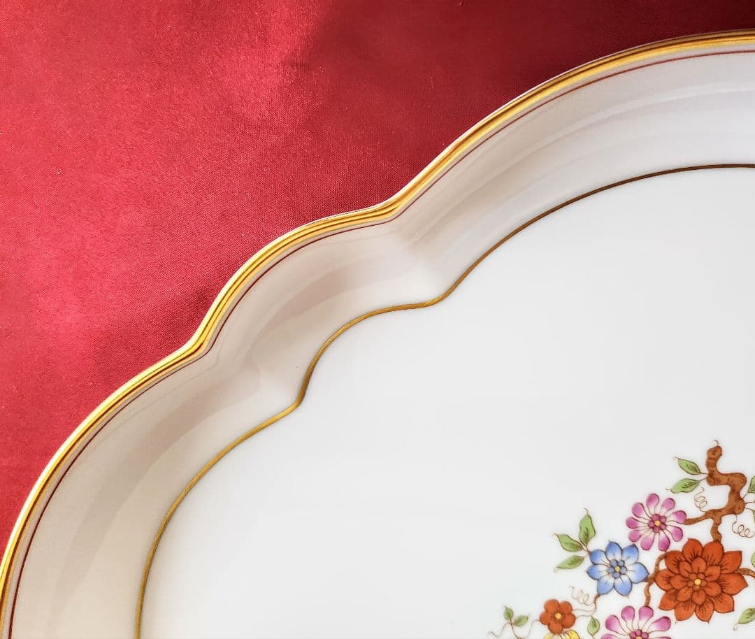 アウガルテン【美品】《カラフルシノワズリー》大きなオーバルプレート横幅約36cm