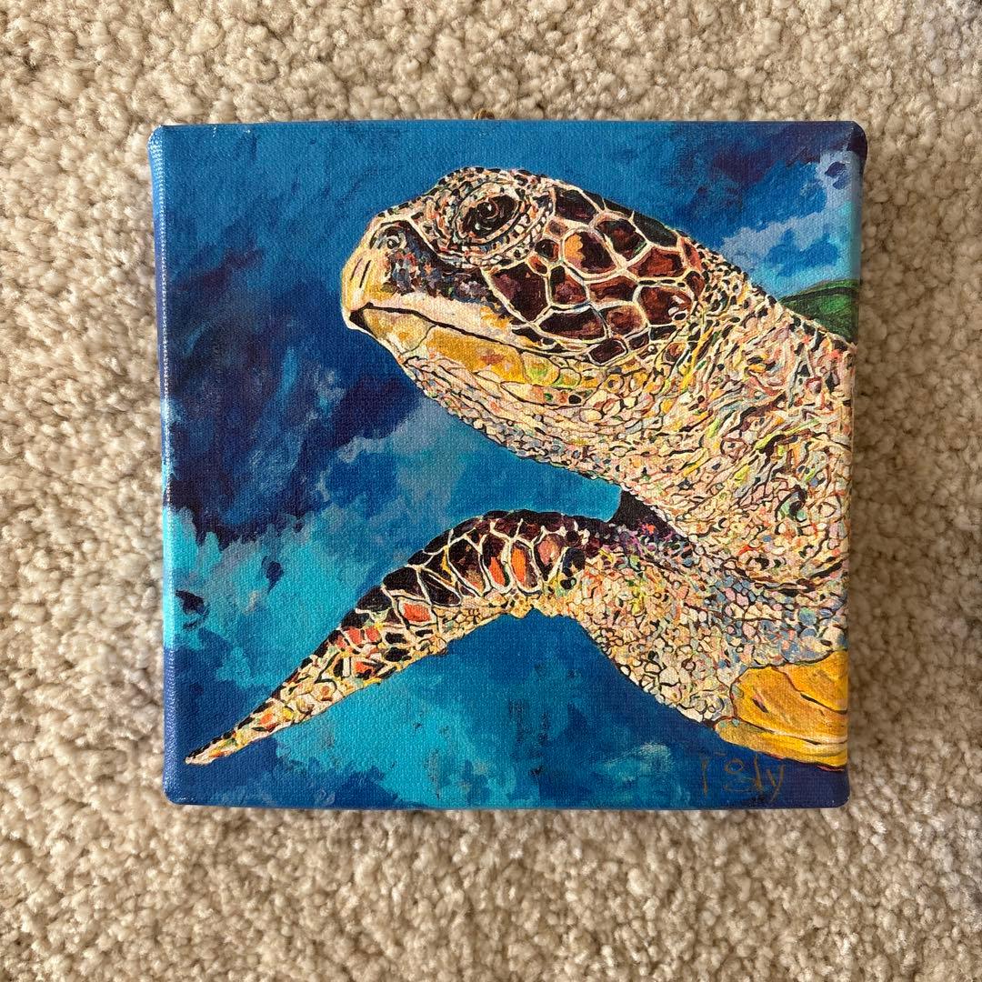 Hawaii アクリル画　ウミガメの油彩画3点セット