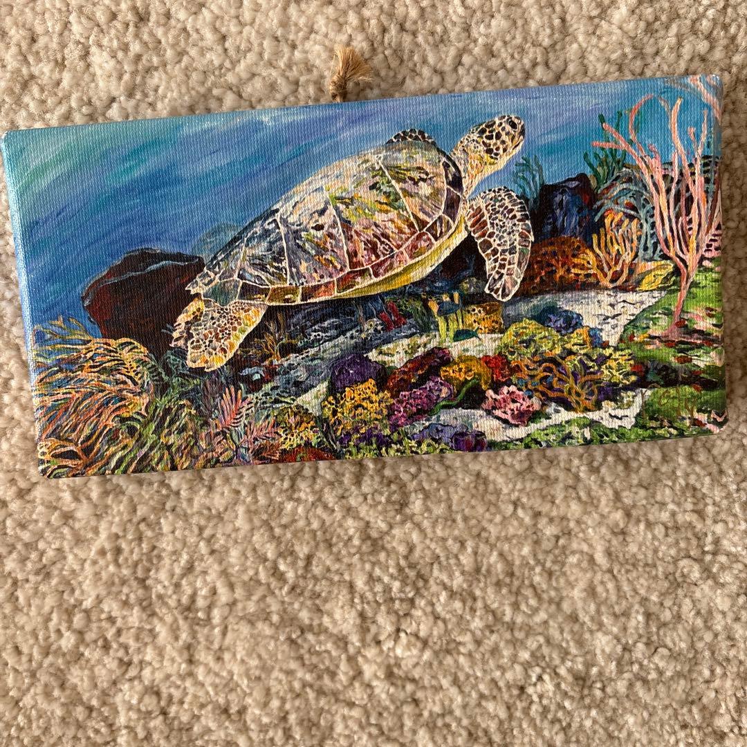 Hawaii アクリル画　ウミガメの油彩画3点セット