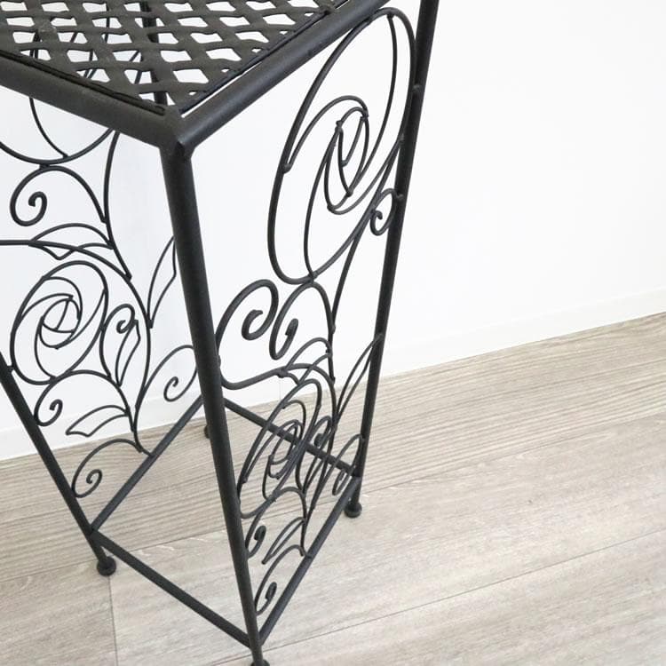 ローズ柄アイアンスタンド ランプテーブル 花台