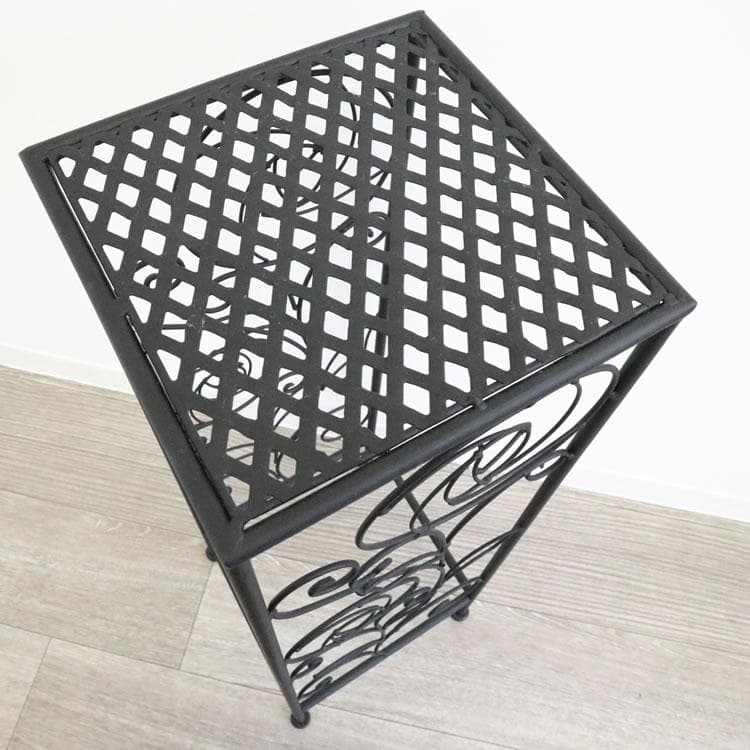 ローズ柄アイアンスタンド ランプテーブル 花台