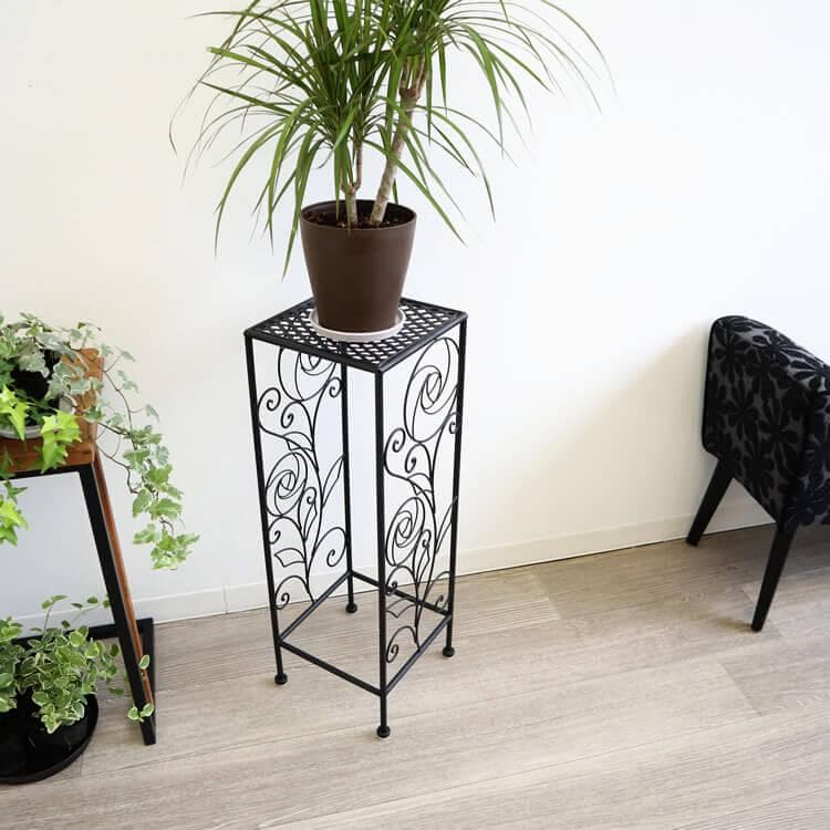 ローズ柄アイアンスタンド ランプテーブル 花台