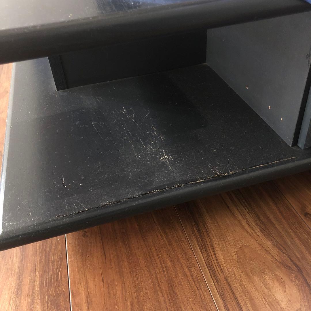 ローテーブル　センターテーブル　　　テレビ台　黒い木製台　引き出し付き