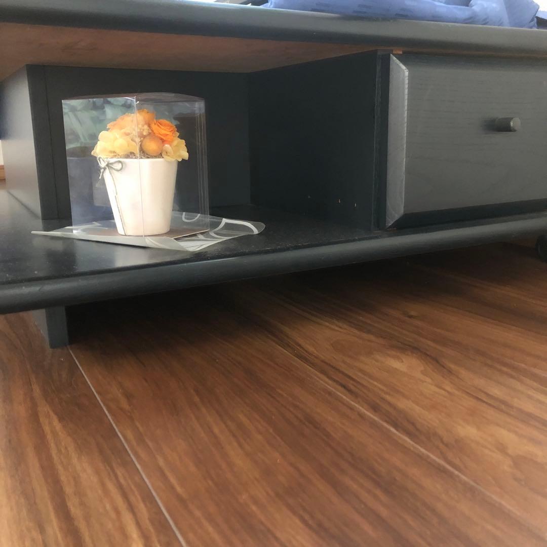 ローテーブル　センターテーブル　　　テレビ台　黒い木製台　引き出し付き